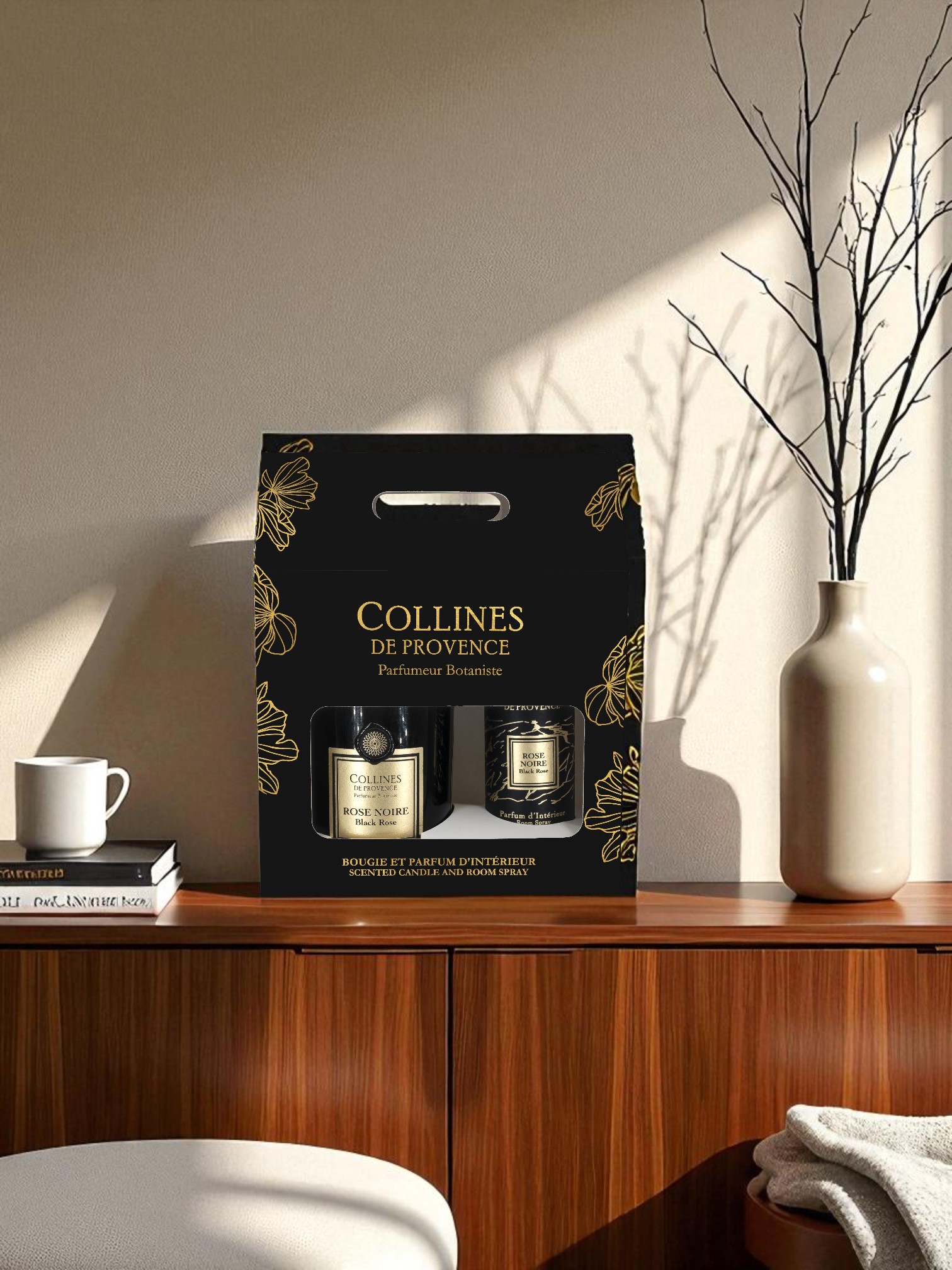 Rose Noire - Coffret Bougie 180g & Parfum d'intérieur