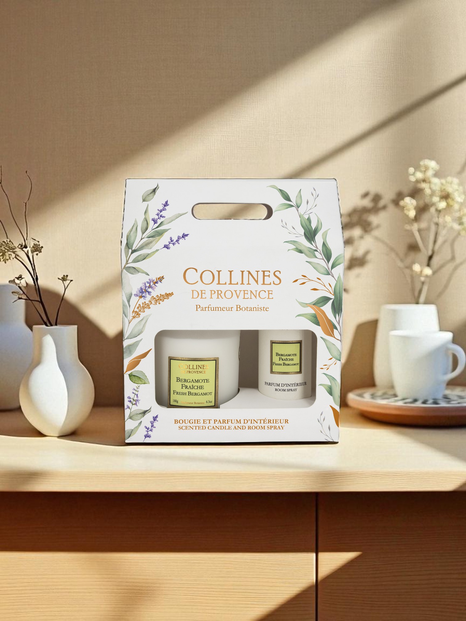 Bergamote Fraîche - Coffret Bougie 180g & Parfum d'intérieur
