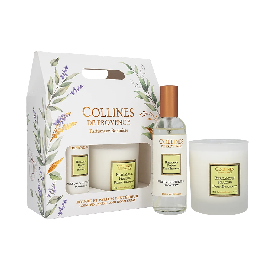 Bergamote Fraîche - Coffret Bougie 180g & Parfum d'intérieur